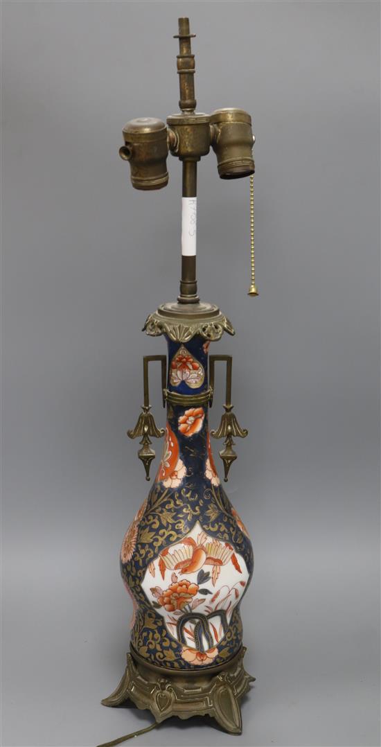 An Imari and brass lamp height 65cm